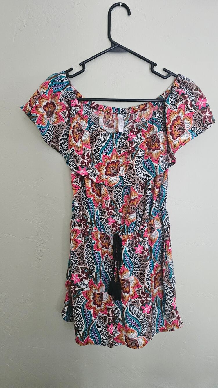 Xhilaration Vibrant Colorful  Floral Abstract Print Women's Romper Sz S